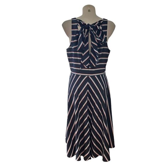 Eliza J Striped Sleeveless Fit and Flare Knee Length Dress Bow on back size 14 - Picture 2 of 7